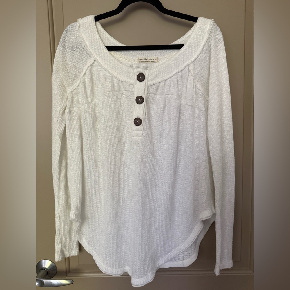 We The Free Cream Buttoned Henley